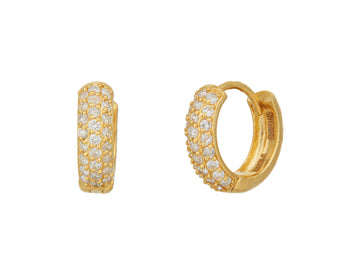 GURHAN, GURHAN Hoopla Gold Diamond Pave Huggie Hoop Earrings, Round Hinged