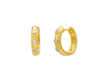 GURHAN, GURHAN Hoopla Gold Diamond Huggie Hoop Earrings, Narrow Round Hinged