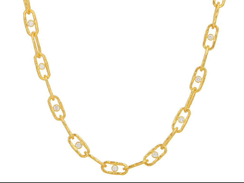 GURHAN, GURHAN Hoopla Gold Link Long Necklace, 12x4mm Oval, Diamond