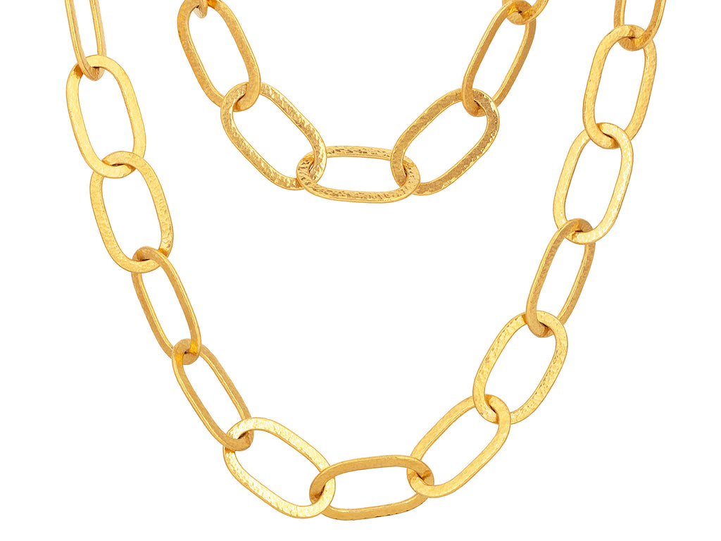 GURHAN, GURHAN Hoopla Gold Link Long Necklace, 25x12mm Oval Plain