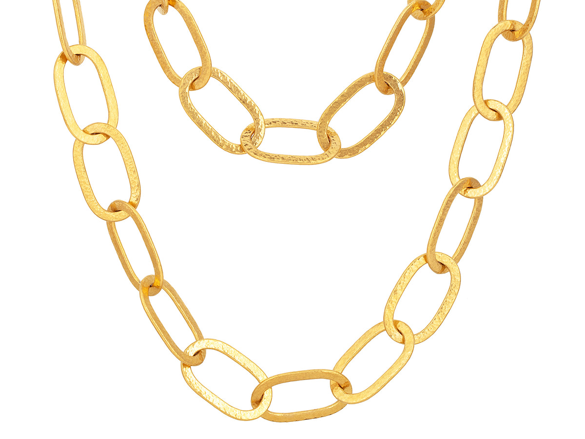 GURHAN, GURHAN Hoopla Gold Link Long Necklace, 25x12mm Oval Plain