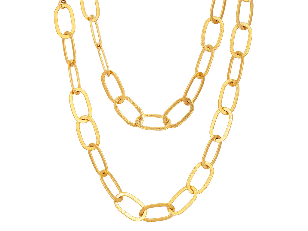 GURHAN, GURHAN Hoopla Gold Link Long Necklace, 25x12mm Oval Plain