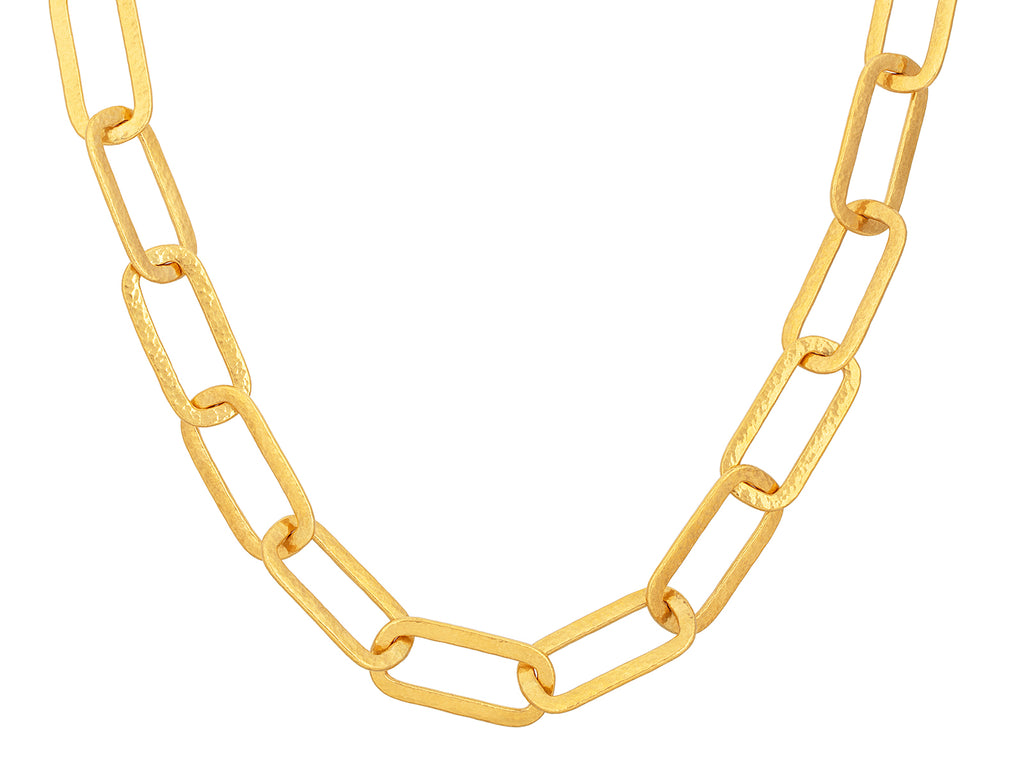 GURHAN, GURHAN Hoopla Gold Link Short Necklace, 25.5x8.5mm Oval, Plain