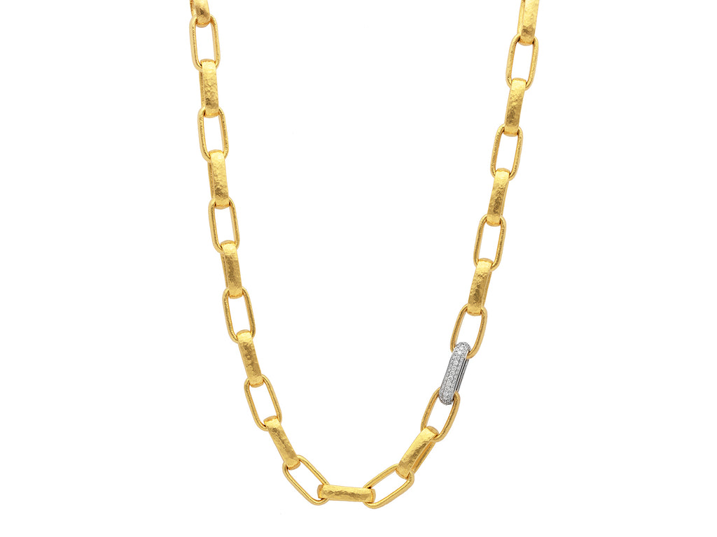 GURHAN, GURHAN Hoopla Gold Diamond Pave Link Short Necklace, Large Heavy Oval, Single Pave Link