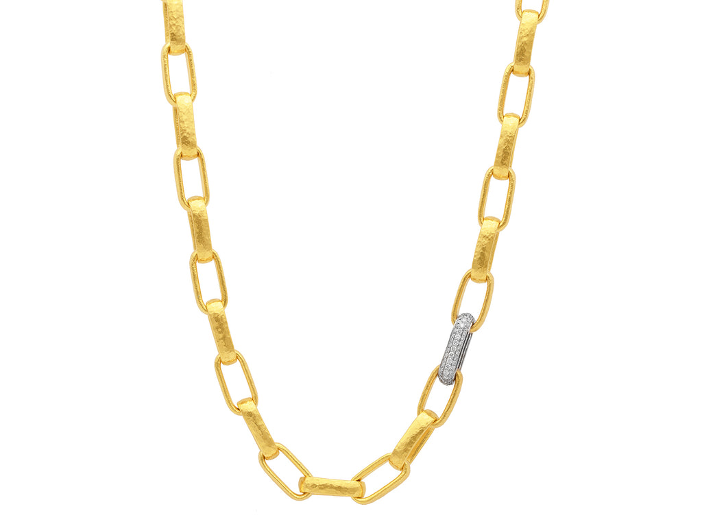 GURHAN, GURHAN Hoopla Gold Diamond Pave Link Short Necklace, Large Heavy Oval, Single Pave Link