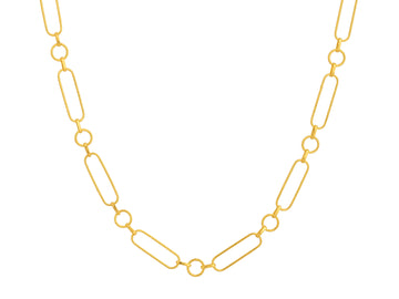 GURHAN, GURHAN Hoopla Gold Link Short Necklace, Mixed Oval and Round Chain