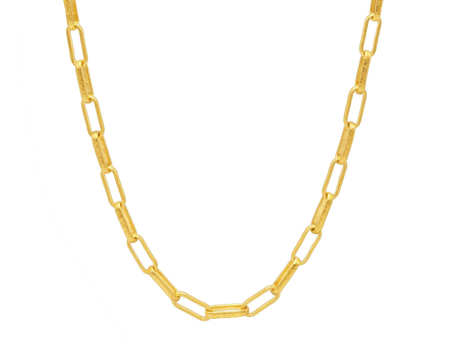 GURHAN Boucle Gold Link Long Necklace, Thin Crossed Strands