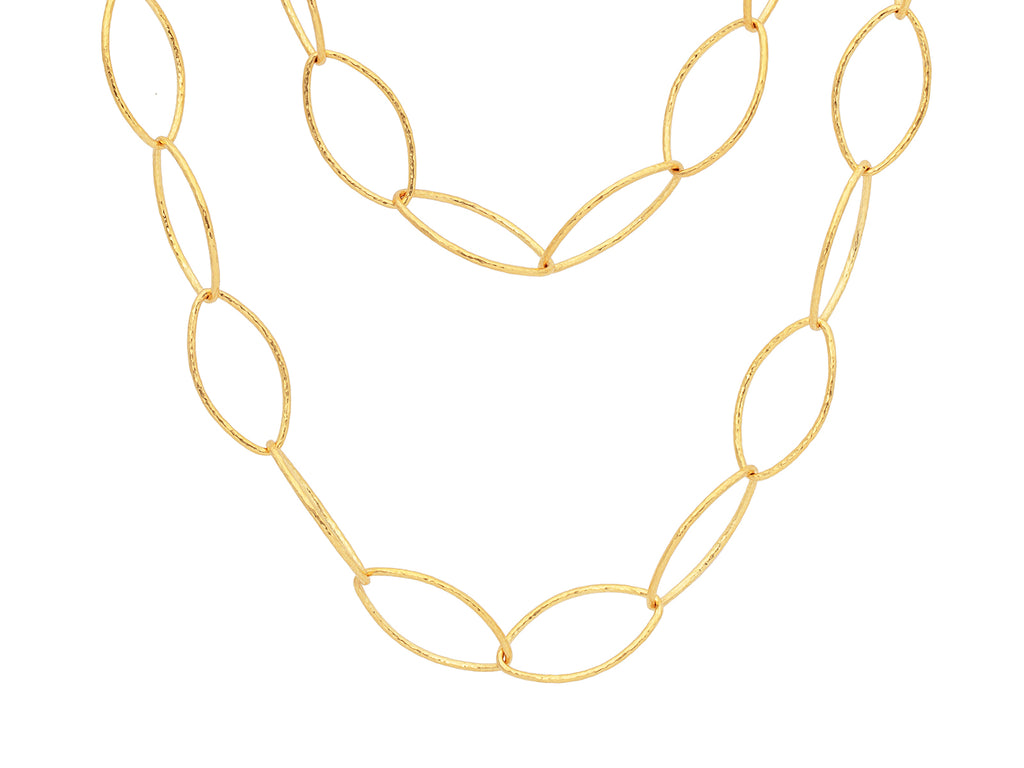 GURHAN, GURHAN Hoopla Gold Link Long Necklace, Marquise Shape, No Stone