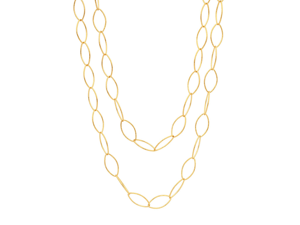 GURHAN, GURHAN Hoopla Gold Link Long Necklace, Marquise Shape, No Stone