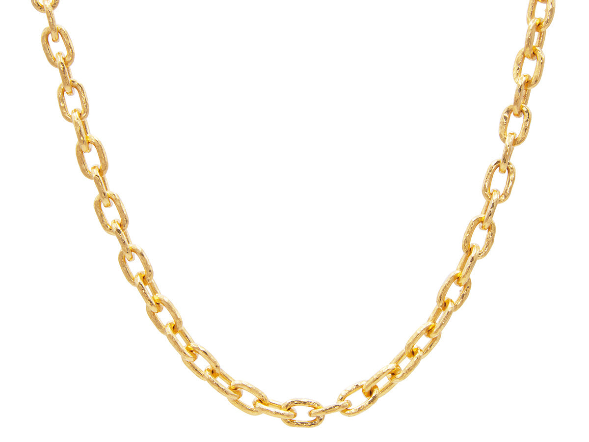 GURHAN, GURHAN Hoopla Gold Link Short Necklace, 5.5mm Wide Oval, with No Stone