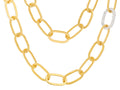 GURHAN, GURHAN Hoopla Gold Link Long Necklace, 25x12mm Flat Oval Links, Diamond Pave