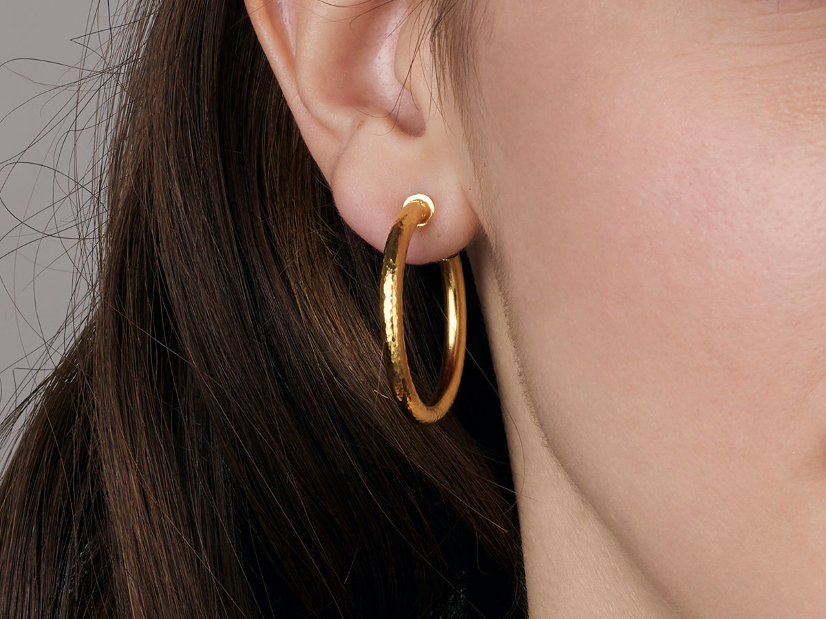 GURHAN, GURHAN Hoopla Gold Post Hoop Earrings, 25mm Round, No Stone