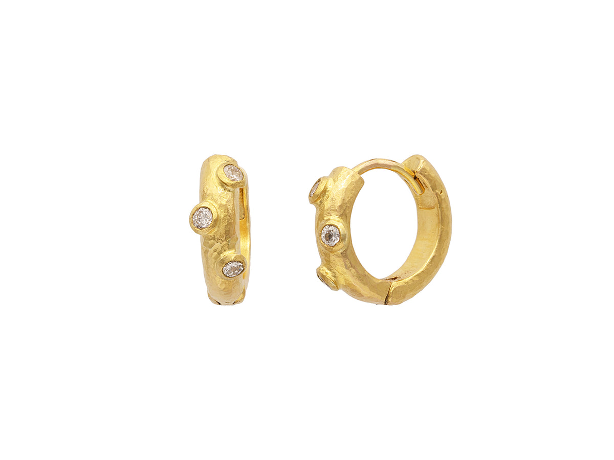 GURHAN, GURHAN Hoopla Gold Post Hoop Earrings, 4.5mm Wide Hinged, Diamond