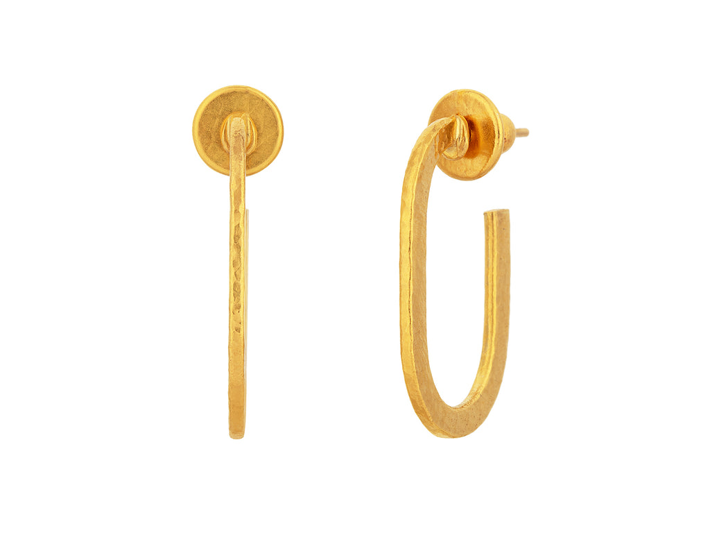 GURHAN, GURHAN Hoopla Gold Post Hoop Earrings, 25x12mm Flat Oval