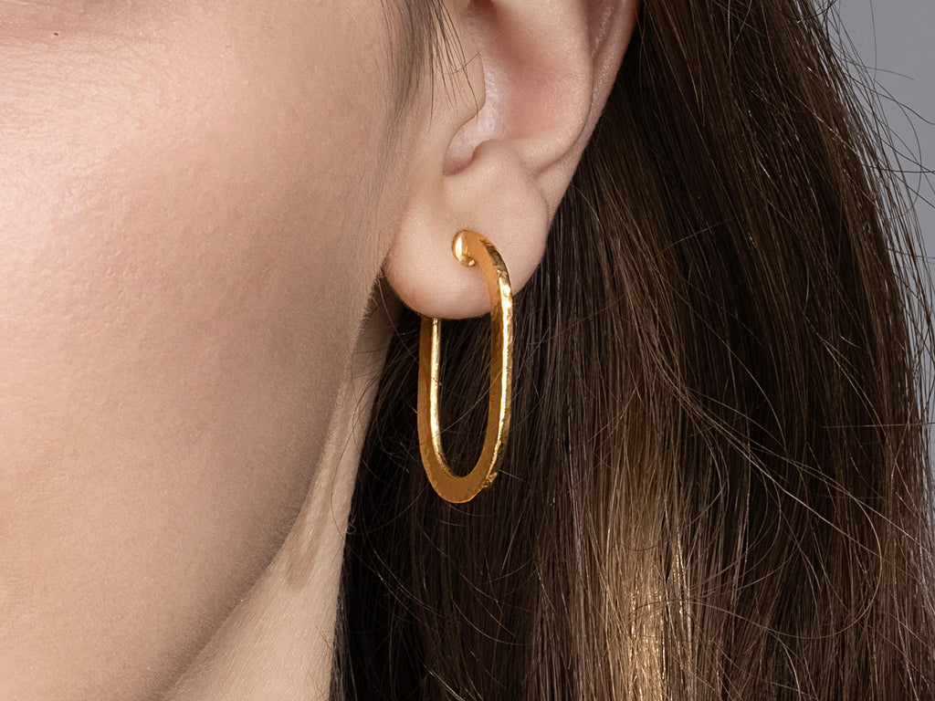 GURHAN, GURHAN Hoopla Gold Post Hoop Earrings, 25x12mm Flat Oval