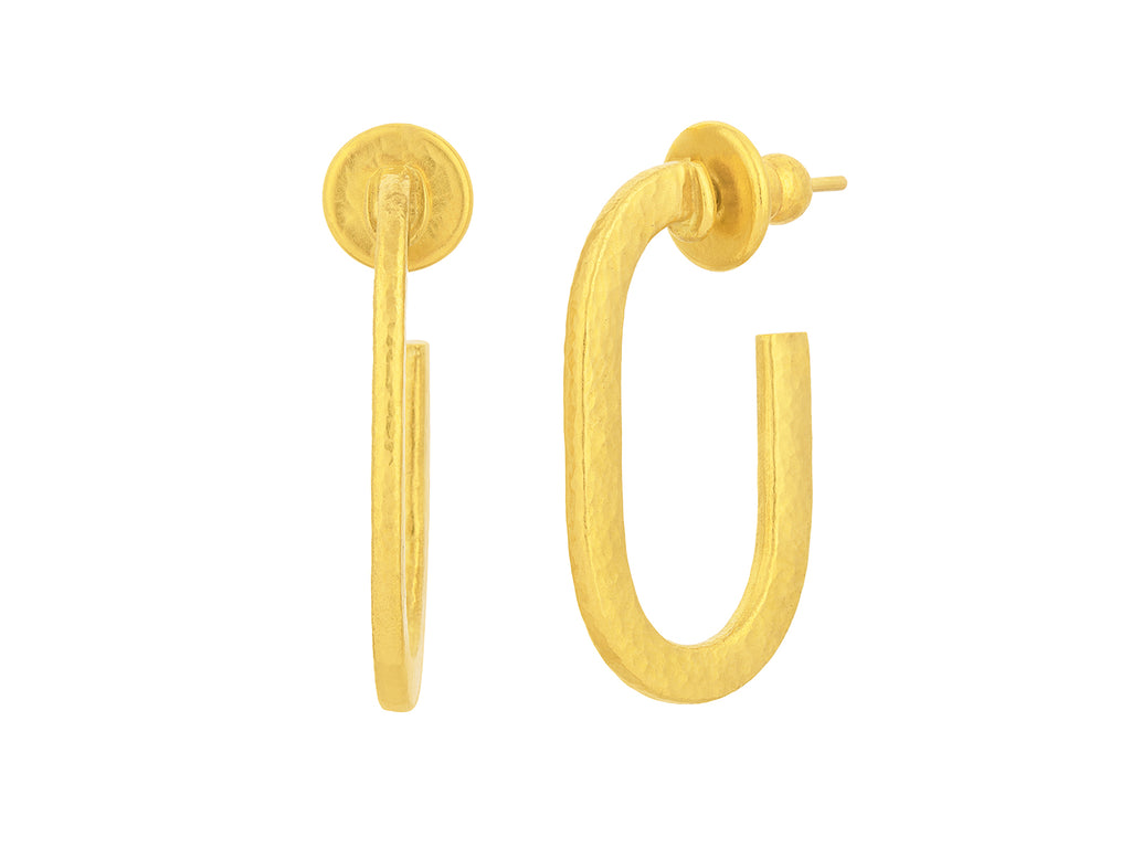 GURHAN, GURHAN Hoopla Gold Post Hoop Earrings, 25x12mm Flat Oval