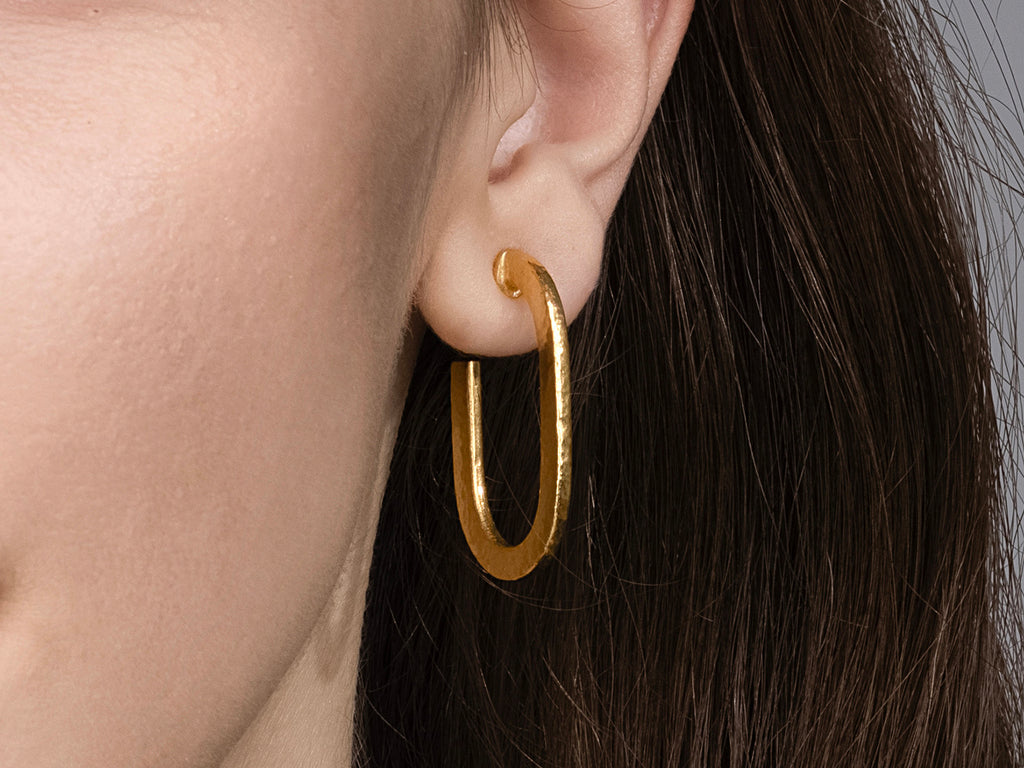 GURHAN, GURHAN Hoopla Gold Post Hoop Earrings, 25x12mm Flat Oval