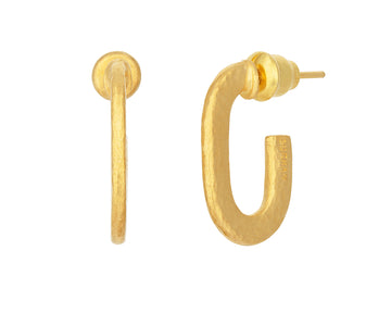 GURHAN, GURHAN Hoopla Gold Post Hoop Earrings, 21x14mm Flat Oval, No Stone