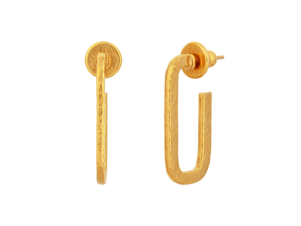 GURHAN, GURHAN Hoopla Gold Post Hoop Earrings, 25x8.5mm Flat Rectangle, Plain