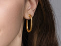 GURHAN, GURHAN Hoopla Gold Post Hoop Earrings, 25x12mm Flat Oval, Plain