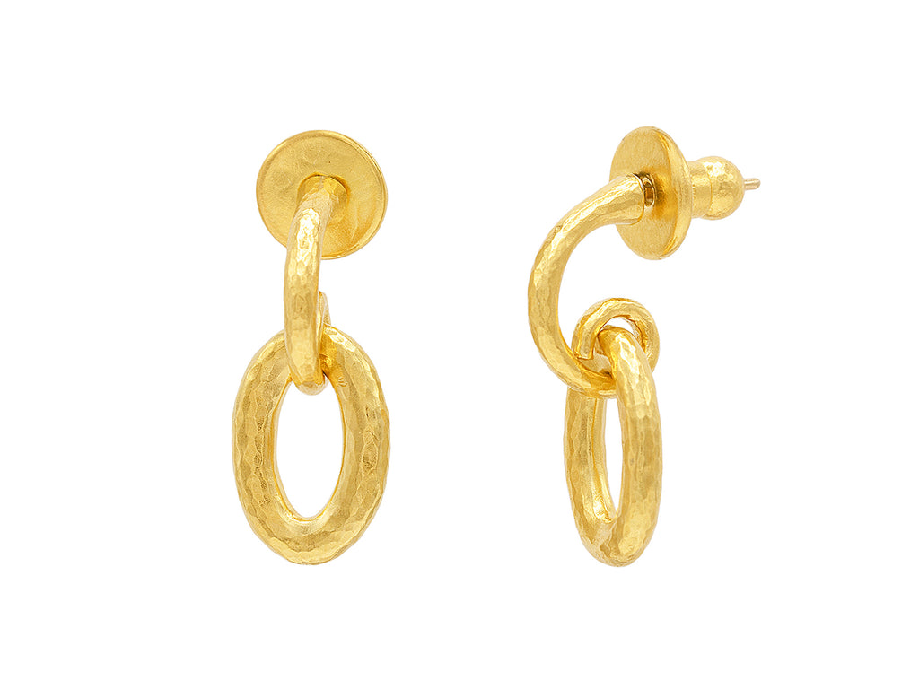 GURHAN, GURHAN Hoopla Gold Single Drop Earrings, Oval Link on Small Hoop