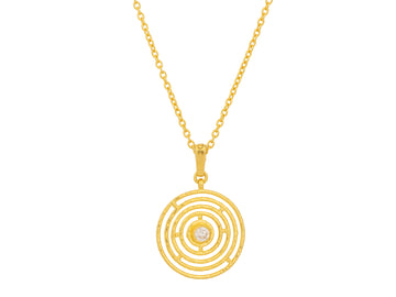 GURHAN, GURHAN Hoopla Gold Diamond Pendant Necklace, 19mm Round Labyrinth