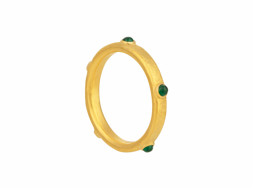 GURHAN, GURHAN Hoopla Gold Emerald Band Ring, 3mm Wide 6-Stone