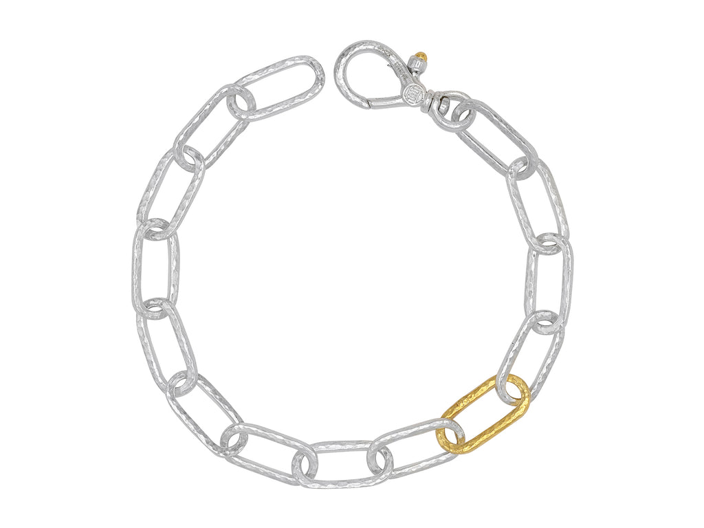 GURHAN, GURHAN Hoopla Sterling Silver Chain Link Bracelet, 7.5mm Oval Links, Gold Accents