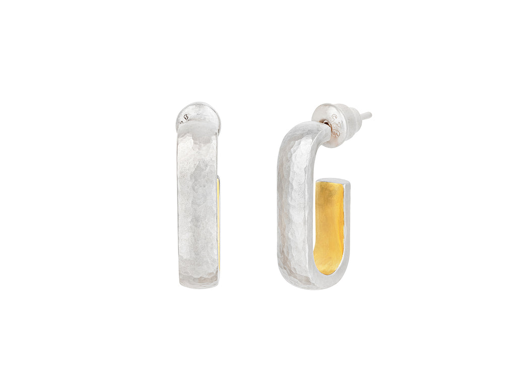 GURHAN, GURHAN Hoopla Sterling Silver Hoop Earrings, Elongated Oval, Gold Accents