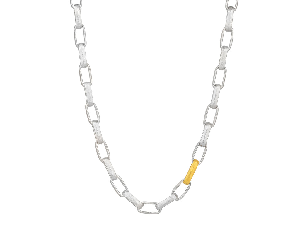 GURHAN, GURHAN Hoopla Sterling Silver Link Short Necklace, Oval Link Chain, Gold Accents