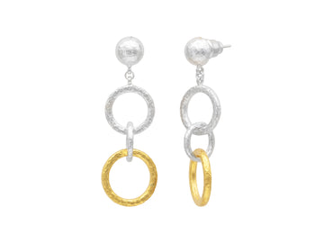 GURHAN, GURHAN Hoopla Sterling Silver Long Drop Earrings, Round Chain, Gold Accents