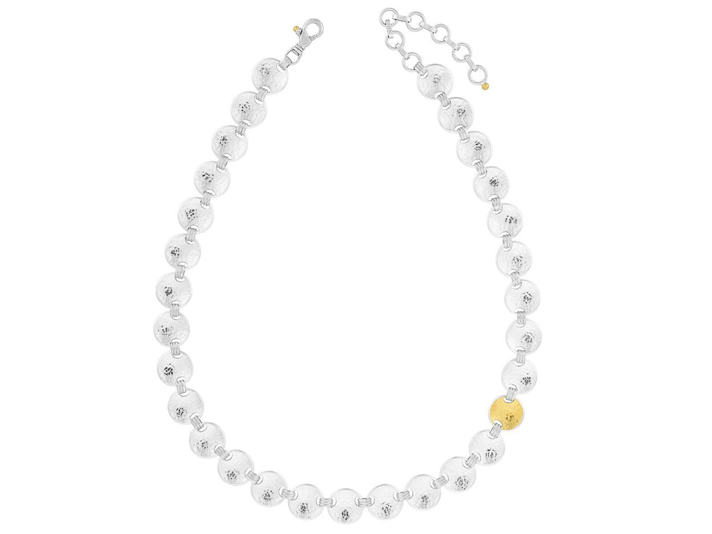 GURHAN, GURHAN Hourglass Sterling Silver All Around Short Necklace, Round Concave, Gold Accents