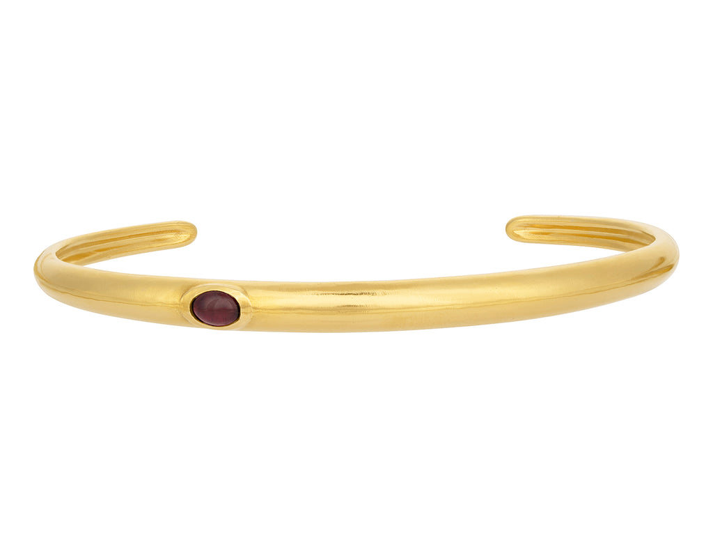 John Varvatos, JVLuxe 18k Yellow Gold Garnet Cuff Bracelet, 6x4mm Oval Stone