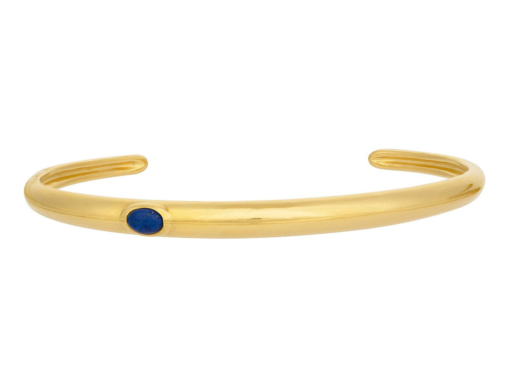 John Varvatos, JVLuxe 18k Yellow Gold Lapis Cuff Bracelet, 6x4mm Oval Stone