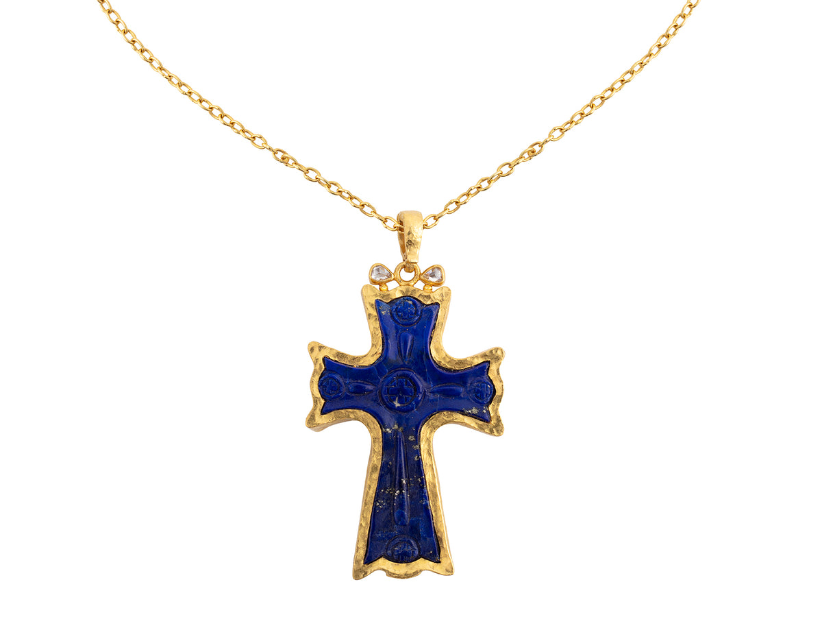 GURHAN, GURHAN JuJu Gold Cross Pendant Necklace, Diamond Accents, Lapis