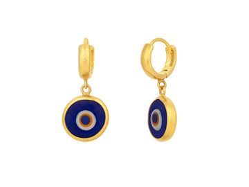 GURHAN, GURHAN JuJu Gold Evil Eye Single Drop Earrings, 10mm Round Stones on Huggie Hoop