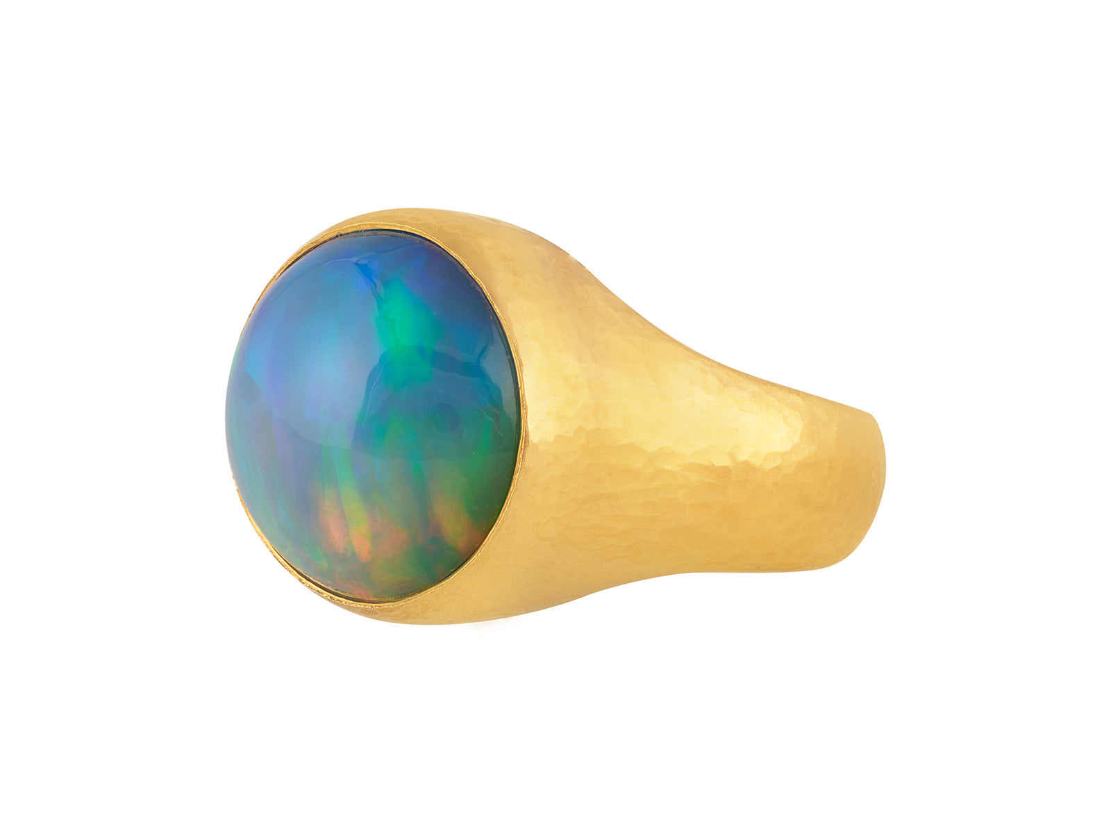 GURHAN Rune Gold Opal Center Stone Cocktail Ring, 15mm Round Stone