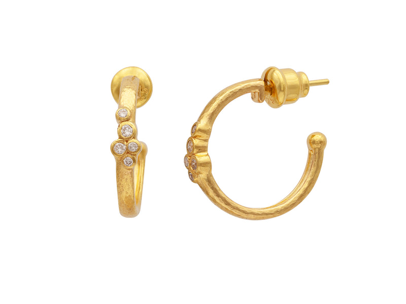 GURHAN Pointelle 22K Gold Diamond Post Hoop Earrings, 20mm Round