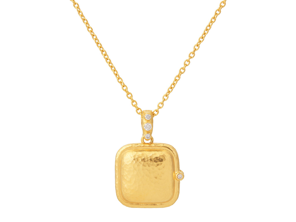 GURHAN, GURHAN Locket Gold Pendant Necklace, Square, Diamond Accent