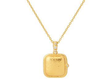 GURHAN, GURHAN Locket Gold Pendant Necklace, Square, Diamond Accent