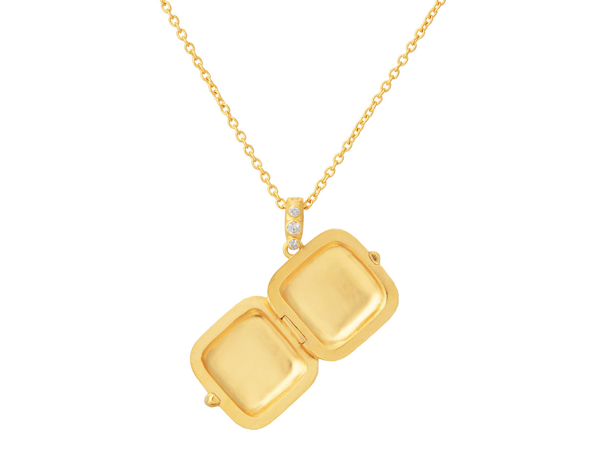 GURHAN, GURHAN Locket Gold Pendant Necklace, Square, Diamond Accent