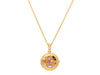 GURHAN, GURHAN Locket Gold Pendant Necklace, 19mm Round, Mixed Pink Stones