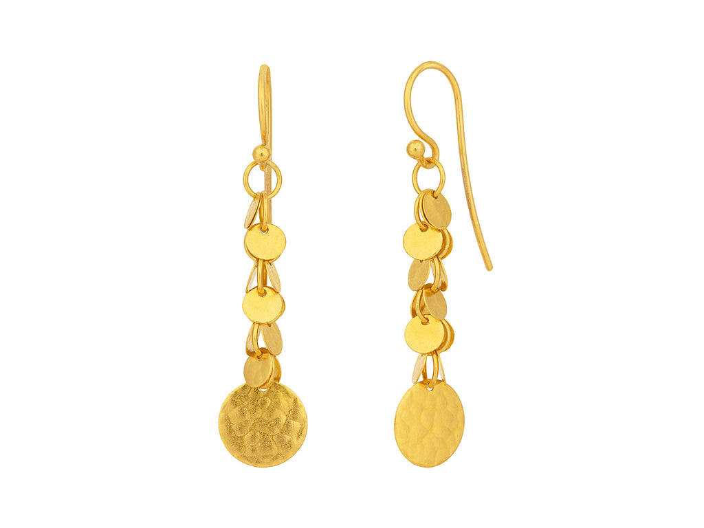 GURHAN, GURHAN Lush Gold Long Drop Earrings, Graduated Flake Clusters