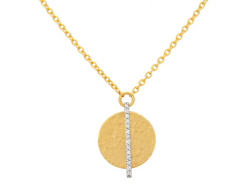 GURHAN, GURHAN Lush Gold Pendant Necklace, 14mm Round, Diamond Pave