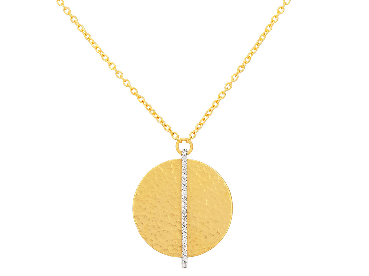 GURHAN, GURHAN Lush Gold Pendant Necklace, 22mm Round, Diamond Pave