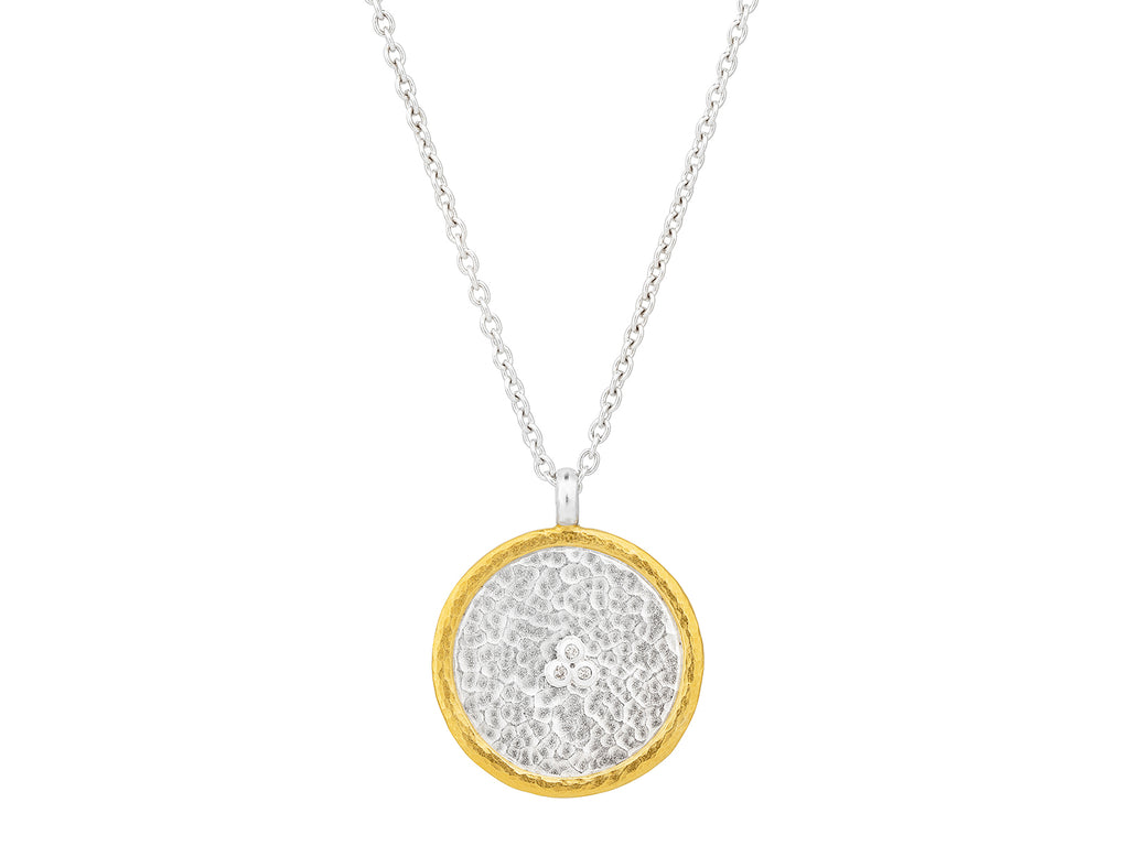 GURHAN, GURHAN Lush Sterling Silver Diamond Pendant Necklace, Large Round, Gold Accents