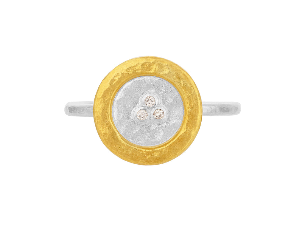 GURHAN, GURHAN Lush Sterling Silver Diamond Cocktail Ring, 12.5mm Round, Gold Accents