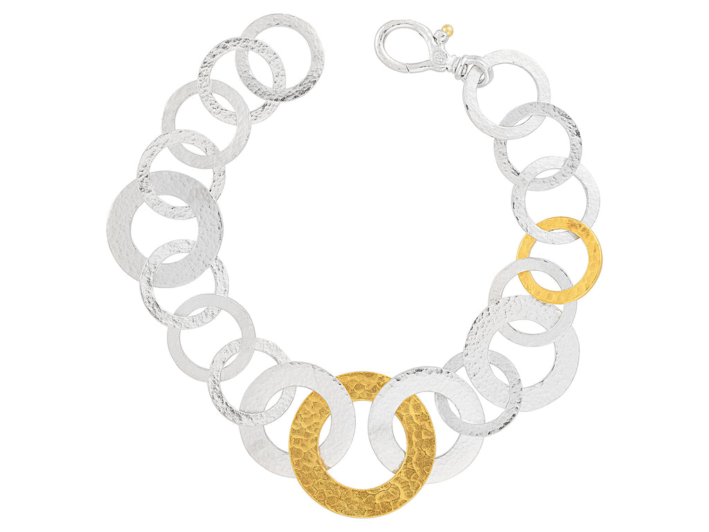 GURHAN, GURHAN Mango Sterling Silver Chain Link Bracelet, Graduated Links, Gold Accents