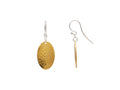 GURHAN, GURHAN Mango Sterling Silver Single Drop Earrings, 23mm Long Oval on Wire Hook, No Stone, Gold Accents
