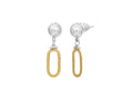 GURHAN, GURHAN Mango Sterling Silver Single Drop Earrings, Flat Oval on Round Post Top, No Stone, Gold Accents
